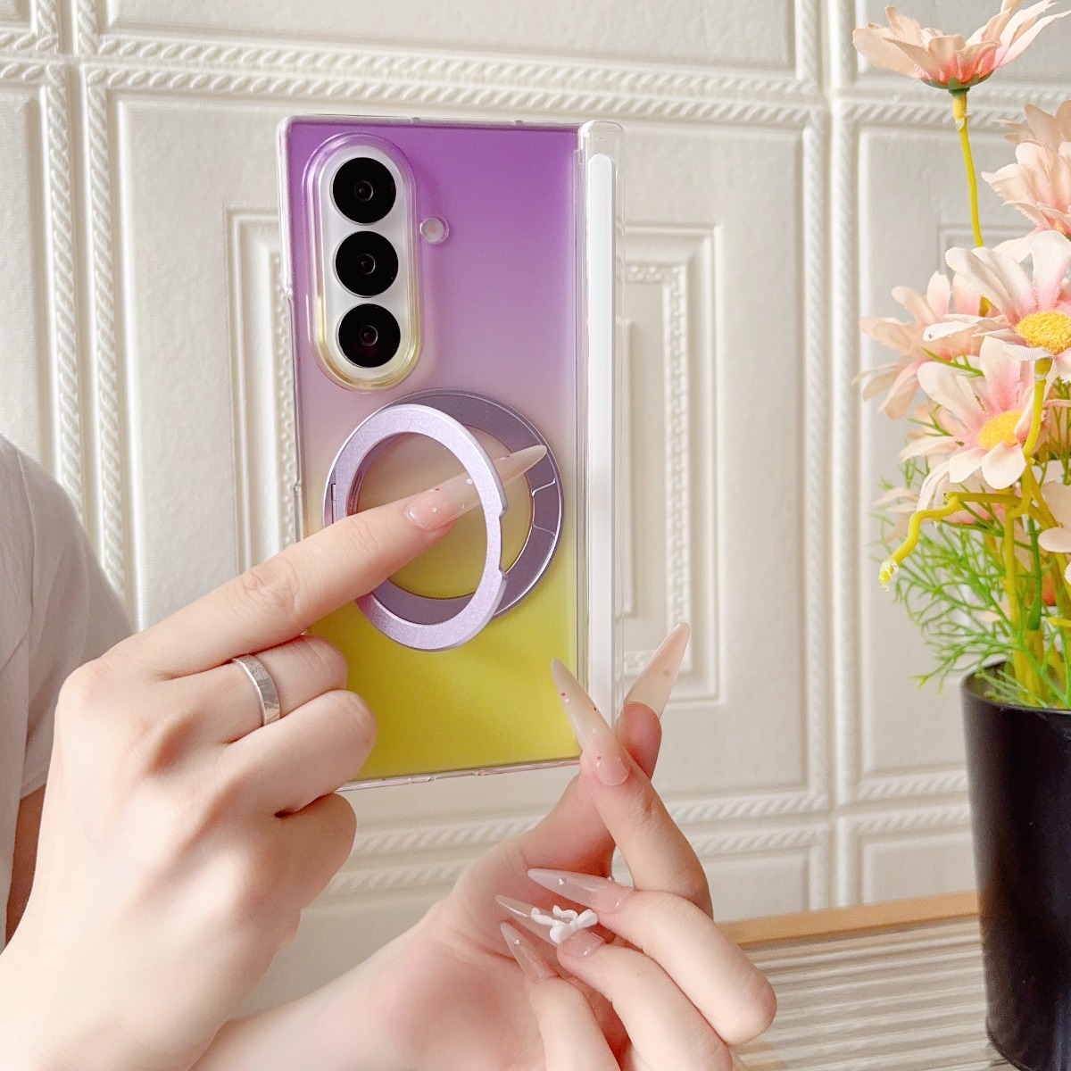 Gradient Transparent Rotate Ri - đánh giá và giá Ring Stand Case